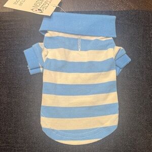 Blue and Cream Striped Dog Sweater